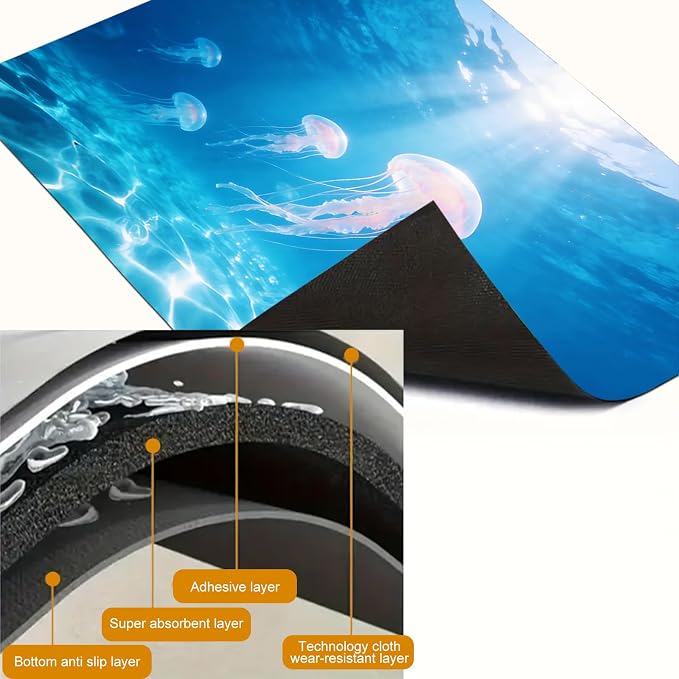 HOMETITUTE Summer Stove Top Cover 28x20 Jellyfish Ocean Art Heat Resistant