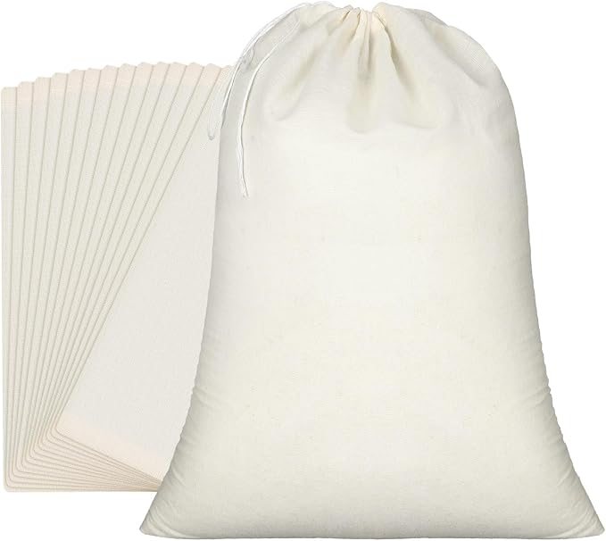 Pangda 15 Pcs Muslin Bags 22 x 24 Inch, Large Cotton Drawstring Bags Fabric Gift Pouches Bulk Reusable Grocery Pouches for Jewelry Party Favors Wrapping Home Storage DIY Craft