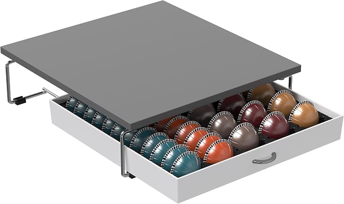 Deco Brothers Vertuo Pod Holder Drawer, Fits 30 Large or 60 Small Capsules | Compatible with Nespresso Pods, Gray