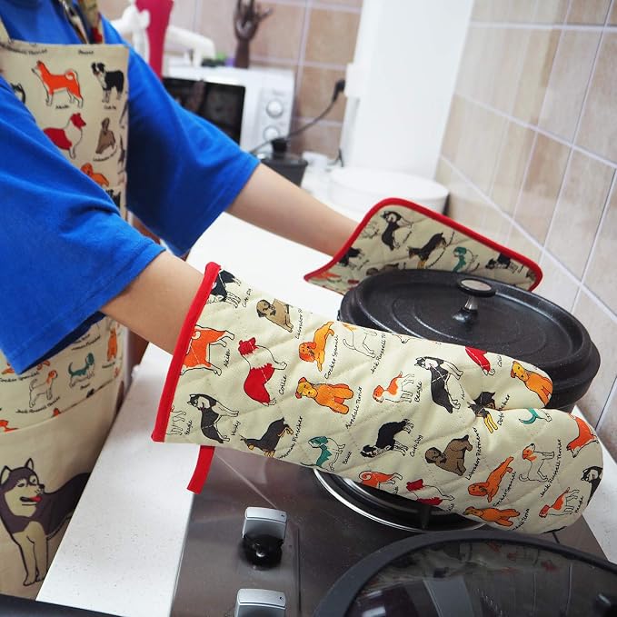 Pot Holders Set of 2 Heat Resistant 480℉ Kitchen 100% Cotton | Comfortable Lining Printing Dog Flower Women Men Home Cooking Baking Microwave BBQ Gift(Dog)