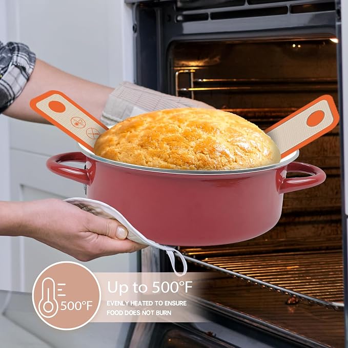 Koolstuffs Sourdough Silicone Bread Sling for Dutch Oven, 2 Pack | Long Handles for Dough Transfer, Nonstick Bread Release, Dishwasher Cleanup, Flexible Reusable Design, Oval and Round, Orange