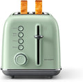 BUYDEEM DT620 2-Slice Toaster, 7 Shade Settings, Extra Wide 1.5'' Slots for Bagel & English Muffin, 6 Toasting Functions, Retro Stainless Steel Toaster with High Lift Lever, Cozy Greenish