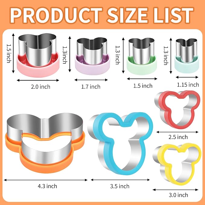 laxizar 8 Pcs Mickey Cookie Cutters Set Stainless Steel Biscuit Cutter
