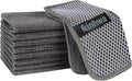 Dish Cloths for Washing Dishes with Scrub Side, Microfiber Dish Rags | Dual-sided microfiber dish cloths with scrubber for stuck-on food, quick dry kitchen washcloths 9 Pack, 6" x 6 Inch Gray