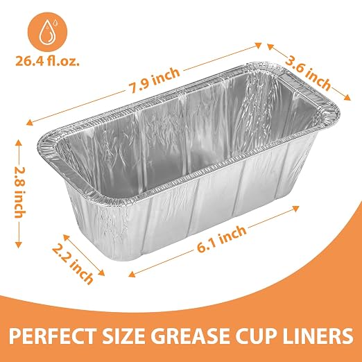EWFEN 100 Pack Blackstone Griddle Accessories Grease Catcher Cup Liners, Aluminum Foil Drip Pan Disposable for 17" 22" 28" 36" Blackstone Griddle Drip Tray Holder Grill Rear Grease Cup Liners