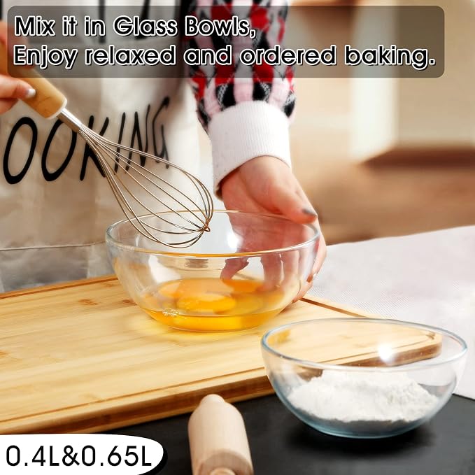 NUTRIUPS 5 Inch Small Glass Bowls Set of 3, 8oz Glass Dessert Bowl Set, Clear Tempered Glass Sauce Bowls for Kitchen Microwave and Oven Safe (5 inch，Set of 3)