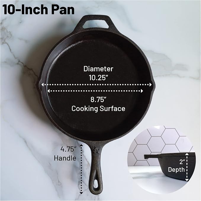 10-1/4 Inch Round Medium Pre-Seasoned Cast Iron Skillet