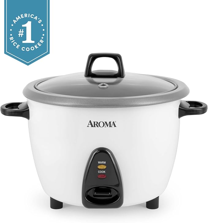 AROMA Rice Cooker, 10-Cup (Uncooked) / 20-Cup (Cooked), Steamer, Auto Keep Warm, Soup Maker, Oatmeal Cooker, Large Rice Cooker, 5 Qt, White, ARC-360-NGP