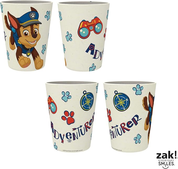 Zak Designs PAW Patrol Kids Dinnerware Set 3 Pieces, Durable and Sustainable Melamine Bamboo Plate, Bowl, and Tumbler are Perfect For Dinner Time With Family (Chase, Marshall, Skye & Friends)