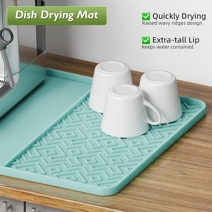 Silicone Coffee Mat with Raised Edges 19" x 12" – Waterproof Countertop Mat, Coffee Maker Pad, Espresso Machine Mat, Heat Resistant Dish Drying Mat