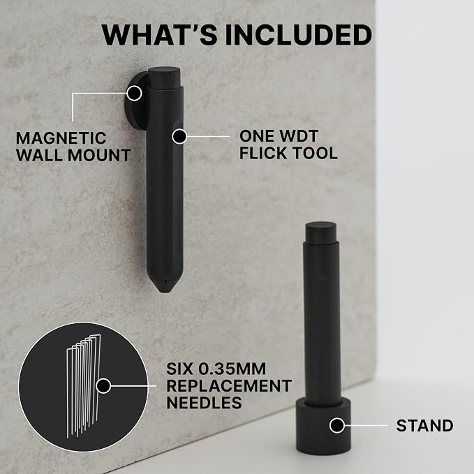Subminimal Flick WDT Espresso Distribution Tool - Retractable Needle Tamper | Barista stirrer tool, coffee & espresso machine parts, includes two sets of replacement needles and base, magnetic release