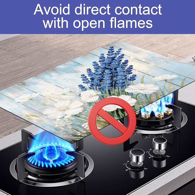 HOMETITUTE Spring Stove Top Cover 28x20 Lavender Floral Heat Resistant Protector