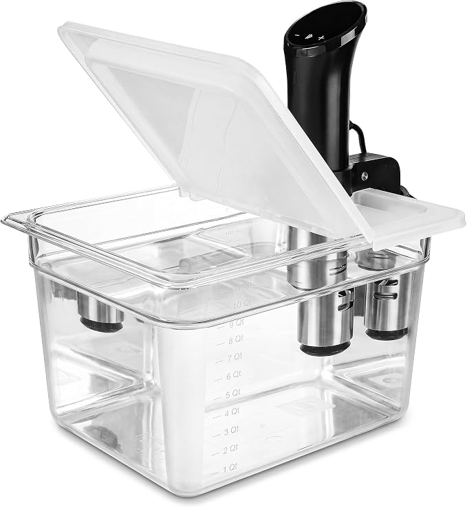 EVERIE EVC-NANO Sous Vide Container 12 Quart with Upgraded Collapsible Hinged Lid, Stronger Split-Hinge Design, Compatible with Anova Nano, AN500-US00, Anova Pro 3.0, Anova Mini, and Instant Pot