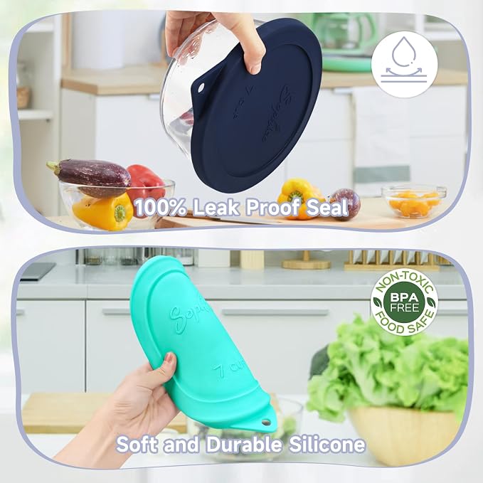 SOPHICO 7Cup Round Silicone Lid Replacement for Pyrex&AnchorHocking 7402-PC | Food Grade Silicone, Leakproof、Airtight Lids, Dishwasher Microwave Safe