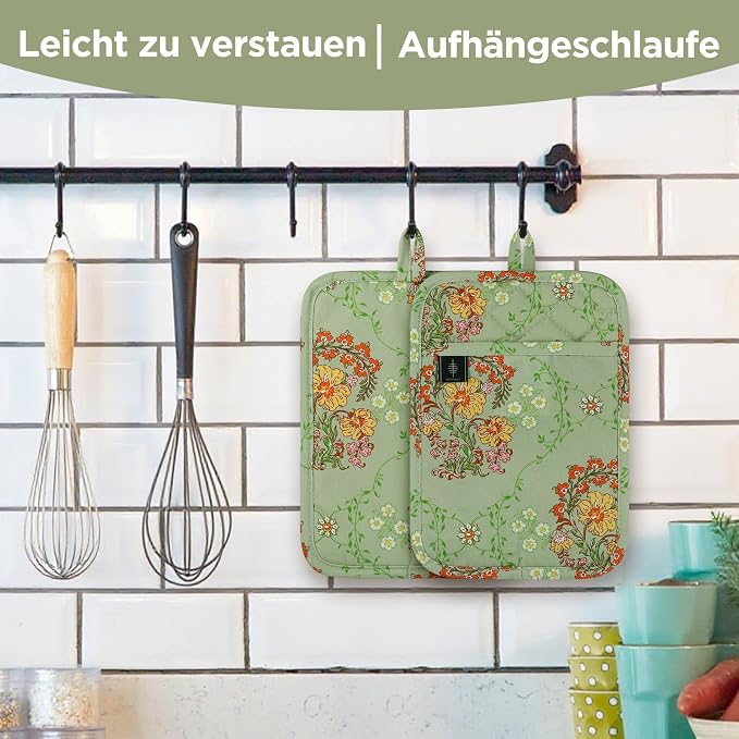 BONTHEE Pot Holders for Kitchen Heat Resistant Hot Pads for Countertops Oven Pot Holders Cotton Potholders for Kitchen Cooking Baking - 2PCS