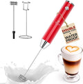Zulay Kitchen Rechargeable Milk Frother Handheld - Frother Wand, Drink Mixer, Electric Whisk Frother, for Cappuccinos, Matcha & Protein Powder - Lux Double Whisk 2 Speed Waterproof 2000mAh Red