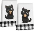 Jztco 2 Pcs Cute Cat Kitchen Towels, Cat Gifts Reusable Hand Towels-1 | Cat Dish Cloths for Drying Dishes, Cats Waffle Dish Towels for Kitchen Bathroom Decor, Cat Lover Gifts for Women Grandma Mom
