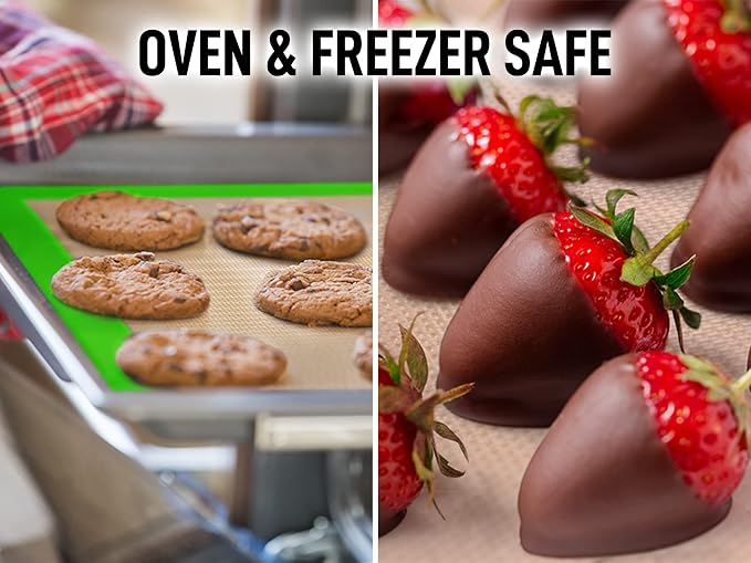 Zulay Kitchen (2 Pack) Silicone Baking Mat Sheet Set - Reusable Baking Mat Nonstick - Half Sheet Baking Mat For Oven - 16.5" x 11.6" (Light Green)