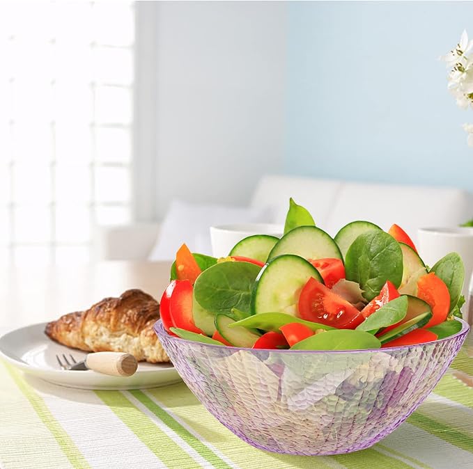 Frcctre Set of 6 Large Plastic Mixing Bowls Set, 93 Oz Round Disposable Plastic Serving Bowls Salad Bowl for Party, Snack, Salad, Chip, Popcorn