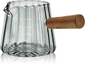 Espresso Measuring Cup 6 Oz, Espresso Glass Cups with Wood Handle, Milk Frothing Cup, Espresso Cup for Coffee, Milk, Tea or Maple Syrup Serving