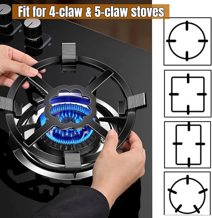 Cast Iron Wok Support Ring for Moka Pot, 2 in 1 Gas Ring Reducer Stovetop Stand for Wok small Saucepan Coffee Pot, Reducer Ring Holder for Gas Stove Hobs Cooker