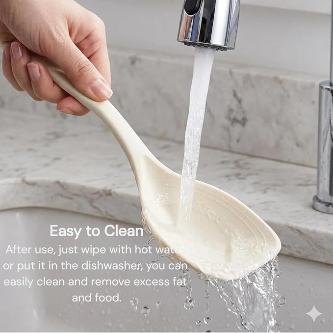 Large Silicone Cooking Spoon 2PC, 12 -inch Non-Stick Spoonula set Deep Bolw & Measurement Mark for Mixing,Serving, Scooping, Scraping, Kitchen Utensils Spoons (White & Green)