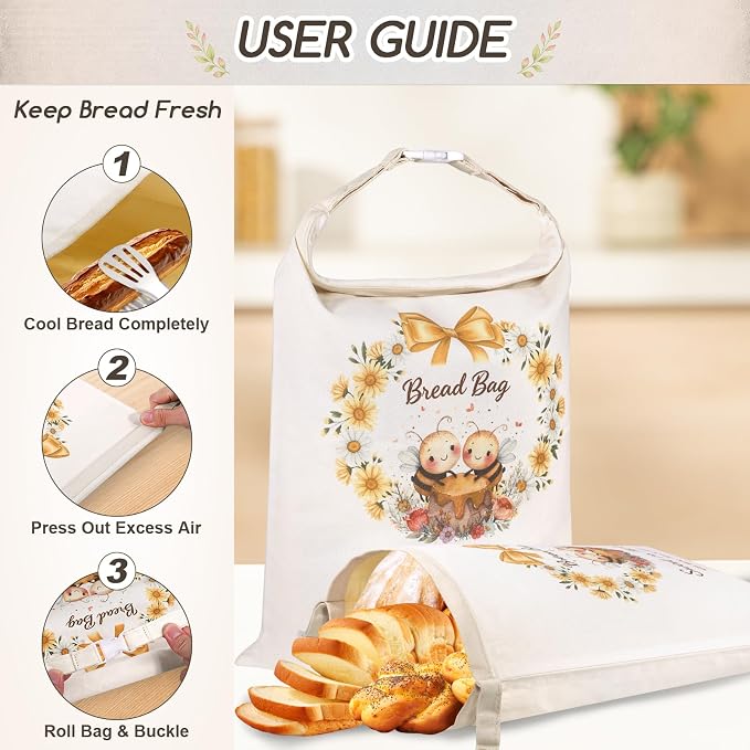 2 Pack Beeswax Bread Bags for Homemade Bread, Sourdough Storage XL 17"x13" | Reusable Bees Wax Bread Bag & Keeper, Natural Canvas with Premium Box for Home Baking, Freezer Storage & Outdoor Use