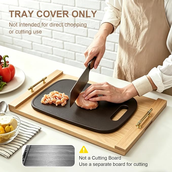 Noodle Board Stove Cover w/Handles, for Gas & Electric Stoves | Expands counter space, multi-use sink cover & tray, farmhouse decor, anti-crack build, for home kitchens & RVs