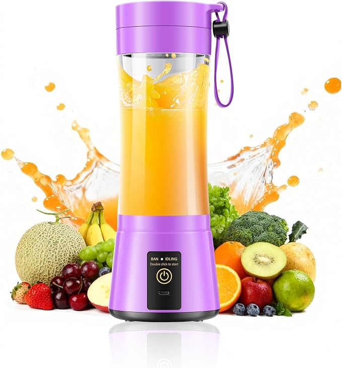 Travel Personal Size Smoothies Blender - 380Ml Mini Portable Blender | Powerful Blending & Traveling Juice Cup, BPA Free, 6 Blades Convenient to Make Shakes Juice in Travel/Gym/Picnic