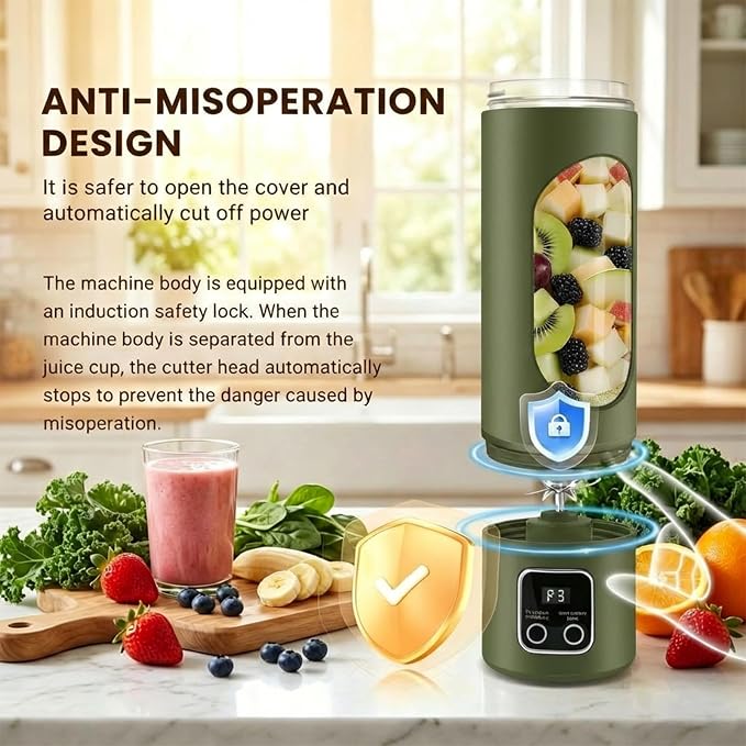 Lilogi Portable Blender, 500ML Blenders for Smoothies with LED Display | 12-Blade USB-C Rechargeable Blender, Travel Blender Cup for any kitchen, office, outdoor, travel, gym or sports