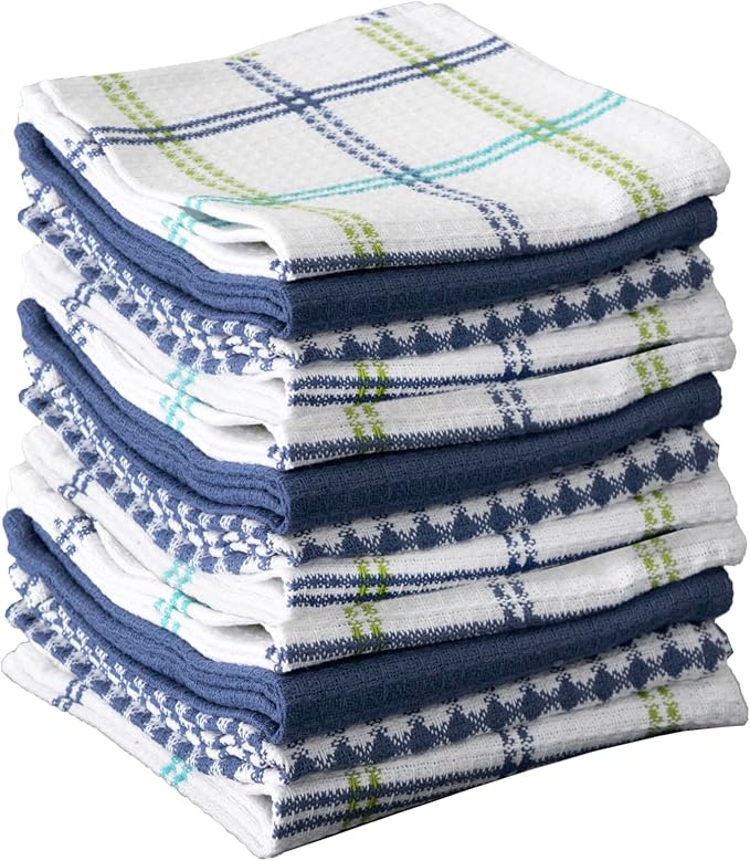 T-Fal Premium Waffle Dish Cloths: Highly Absorbent, Super Soft Long Lasting - 100% Cotton, 12"x13" Towel for Cleaning & Drying, (12-Pack), Cool