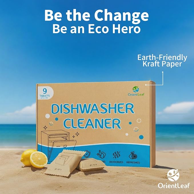 ORIENTLEAF Dishwasher Cleaning Tablets, Lemon Scent 9 Month Supply, Dishwasher Cleaner and Deodorizer, Dish washer Descaler