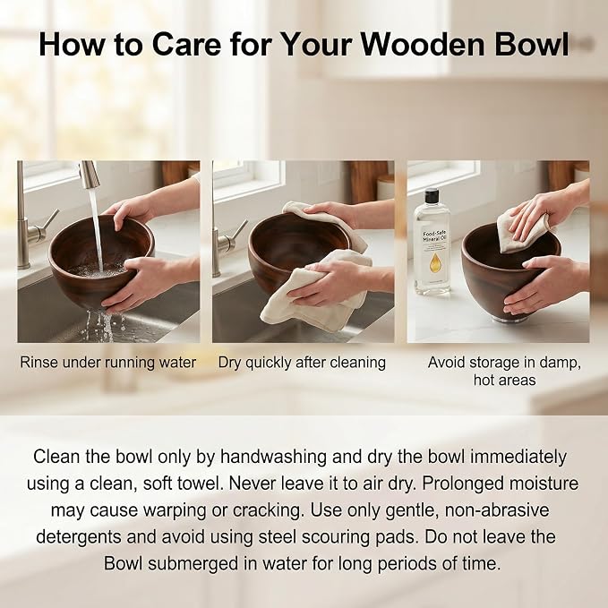 GVODE Wooden Bowl for KitchenAid 4.5-5 QT Tilt-Head Stand Mixer,Mixing Bowl | Solid Acacia, Fits Mixer Models (K45SS KSM150PS KSM175), Natural Handcrafted Wooden Bowl with Stainless Steel Locking