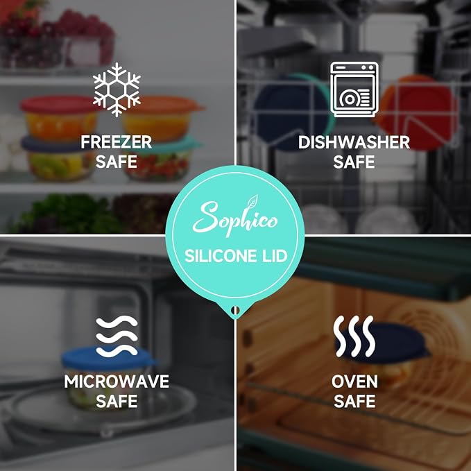 SOPHICO 2 Cup Silicone Lids Replacement for Pyrex & Anchor Hocking 7200-PC | Food Grade Silicone, Leakproof、Airtight Lids, Dishwasher Microwave Safe