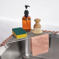 Tomorotec Triangle Roll-Up Dish Drying Rack for Sink Corner Small Foldable Stainless Steel Over The Sink Multipurpose Kitchen Drainer Caddy Trivet Rustproof Storage Shelf (Chocolate Brown) | BPA-Free Food-Grade Silicone Edges Foldable Waterproof Rustpr...