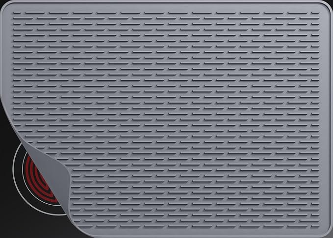 Stove Top Covers for Electric Stove, Glass Cooktop Protector 30''L x 21''W | Waterproof Foldable Anti-Slip Heat Resistant Induction Silicone Stove Mat, Camper RV Stovetop Cover, Kitchen Dish Drying Mat