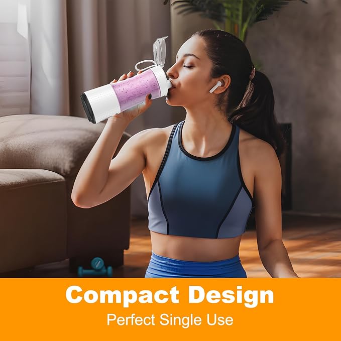 Mulli Personal Blender,USB-C Rechargeable Ice Crusher,Pro-Grade Travel Blender for Gym Camping Baby Food,BPA-Free with Flip-Top Lid