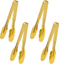 4 Pack Stainless Steel Serving Tongs, 9 Inch Gold Salad Tongs Serving Utensils Buffet Tongs Gold Plated Heavy Duty Reusable Metal Kitchen Clips for Salad, Snack, Barbecue, Catering, Wedding, Party