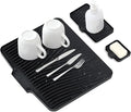 Silicone Dish Drying Mat for Kitchen counter | 15.8"x13" Dish Drainer Mat, Heat-Resistant Kitchen Counter Mat & Over-Sink Drying Tray, Can Be Hung, Black-1Set