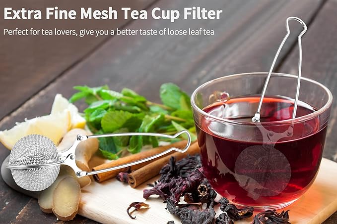 Snap Ball Tea Strainer, Exptolii 6 Pack Stainless Steel Tea Infuser Filter with Handle for Loose Leaf Tea, Spices, Seasonings