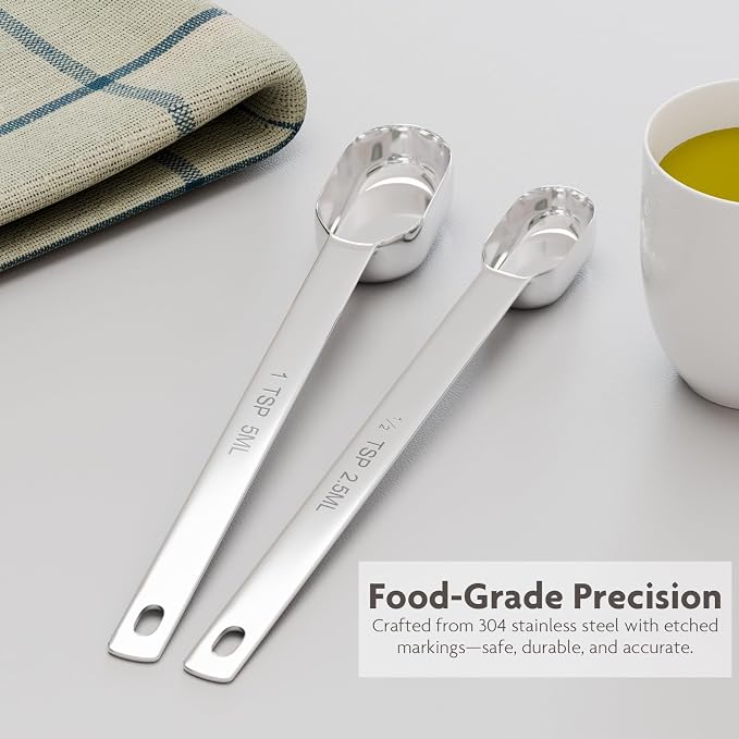 Matcha Scoop, 1g(1/2tsp|2.5ml) Measuring Spoon for Tea Powder | Precise Measurement, Food-Grade Stainless Steel, Anti-Rust,Dishwasher-Safe, Slender Shape, For Matcha Lovers & Home Brewers
