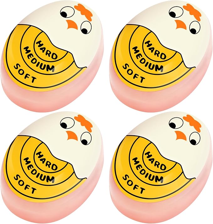 FOREV Egg Timers for Hard Boiled Eggs Timer, Yellow 4pcs | BPA-Free, Color Changing Tells When Eggs are Ready