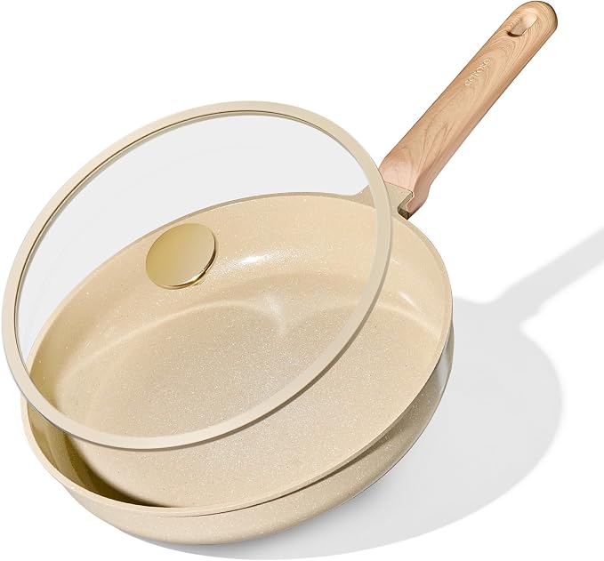 CAROTE 12" Frying Pan Set, Ceramic Frying Pan, Non-Toxic PTFE & PFOA Free Fry Pan & Omelet Pan, Compatible with Induction, Gas Cooktops