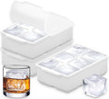 KitchFort® Large Silicone Ice Cube Tray (3-Pack) - 2" Big Ice Mold with Lid | Easy Release, Cocktail, Whiskey Ice Cubes Mold - Food Grade - Ice Cube Trays for Freezer - Stackable Silicone Ice Tray