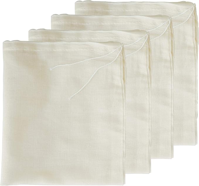 Cheesecloth Bags for Straining,Reusable Cold Brew Coffee Cheese Cloths Strainer,Large Nut Milk Tea Juice Bag,100% Natural Cotton Fine Mesh Filter Bags(Small,4 Pack)