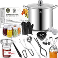 LEONICE Canning Supplies Starter Kit,Water Bath Canning Pot with Rack & Lid | Food-Grade Stainless Steel Canner Kit,3-PLY Bottom 20.5Qt Canner Compatible with All Stovetops,Canning Starter Kit Full Set