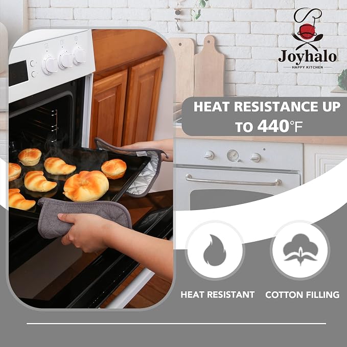 Joyhalo 4 Pack Pot Holders for Kitchen Clearance | Hot Pads for Kitchen, Countertops, Oven Pot Holders Bulk, Potholders Sets for Kitchens Heat Resistant, Grey