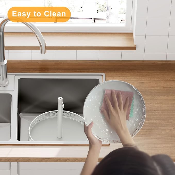 2 Tier Lazy Susan Organizer Turntable, 12 Inch, White | Adjustable, Easy Assembly & Cleaning, Two Tier Rotating Lazy Susan Spice Rack, For Cabinet Dining Table Kitchen Countertop