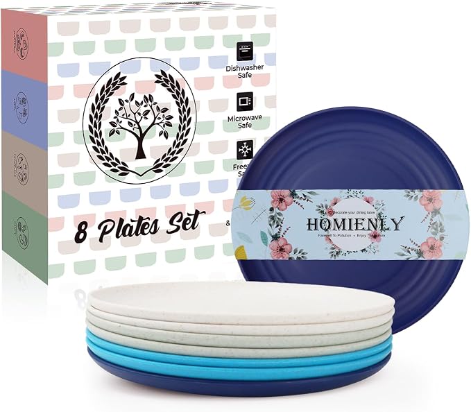 Wheat Straw Mini Plates | For Dessert, Appetizer, Breakfast & Snacks | Long-lasting Plastic Plates & Salad Plates Collection -8-Pack Small Plate Set -Island Series