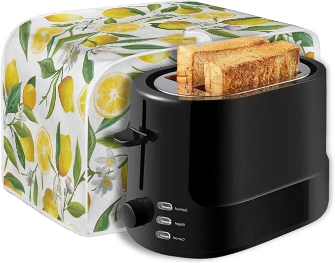 Floral Lemon Toaster Cover for 2 Slice Bread Toaster Oven - Dustproof Kitchen Small Appliance Protector for Bakeware
